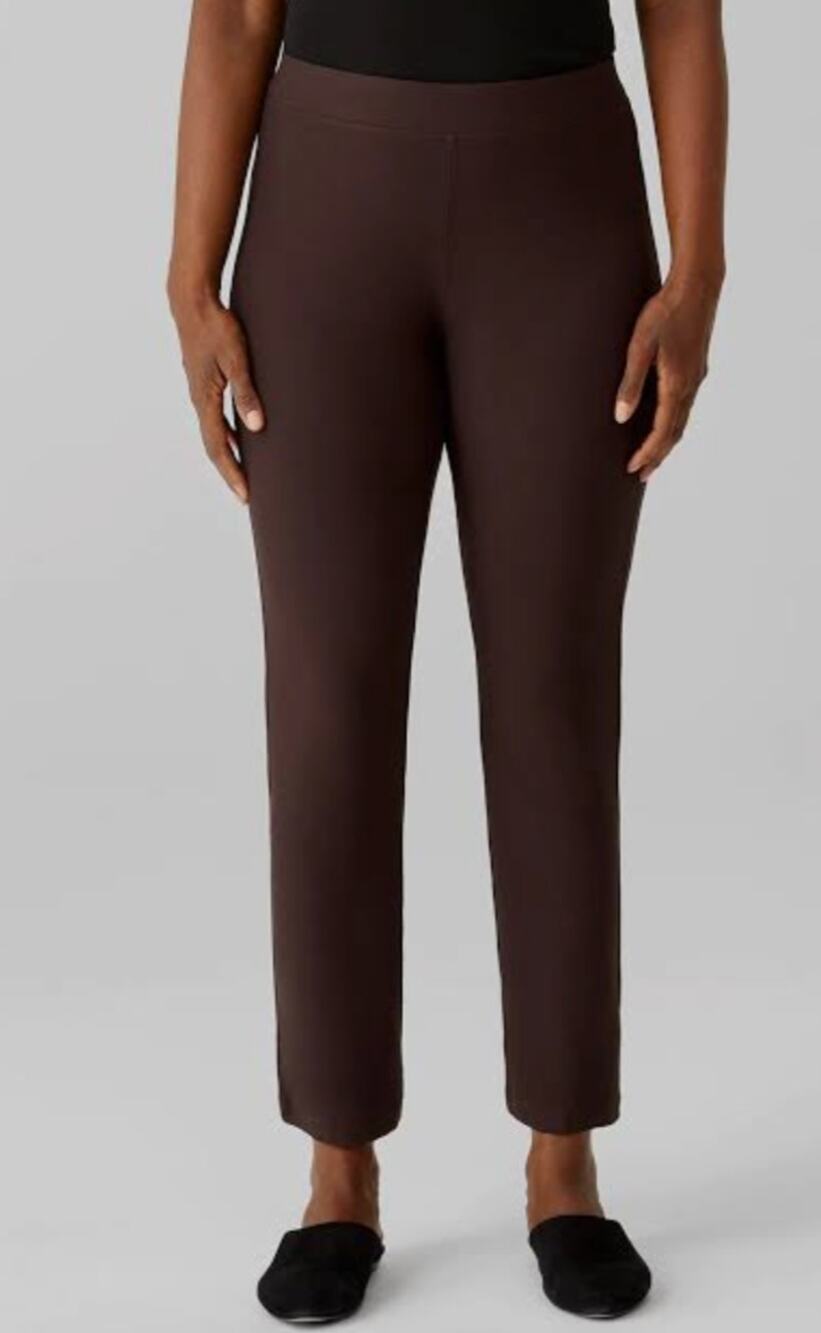 Womens Eileen Fisher Washable Crepe Straight Pants Chocolate Brown Size Large
